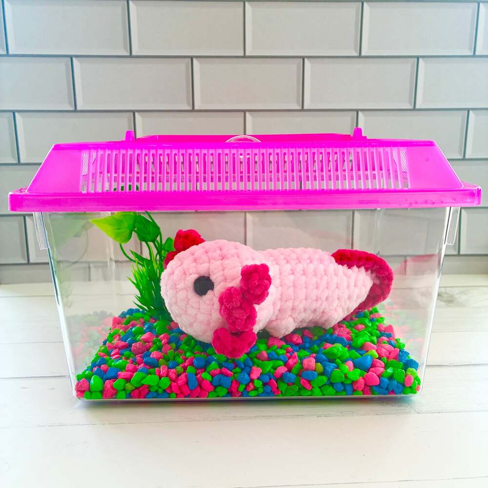 Pink Crochet Axolotl Plushie Handmade Stuffed Animal‎ Toy
